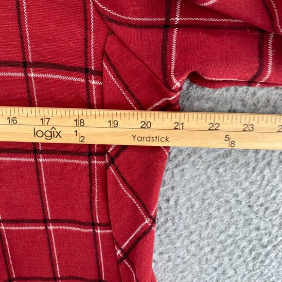 J Jill Dress Womens Large Red Plaid Ponte T Shirt Pockets Short Sleeve Stretch - Picture 8 of 10